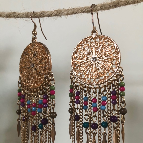 Wind chime earrings 💜💚🧡 - Picture 2 of 3